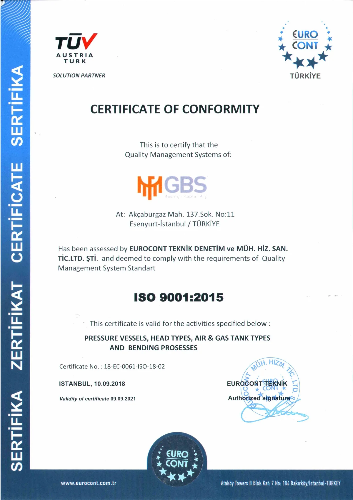 Basınçlı Kap İmalatı — GBS Basınçlı Kaplar