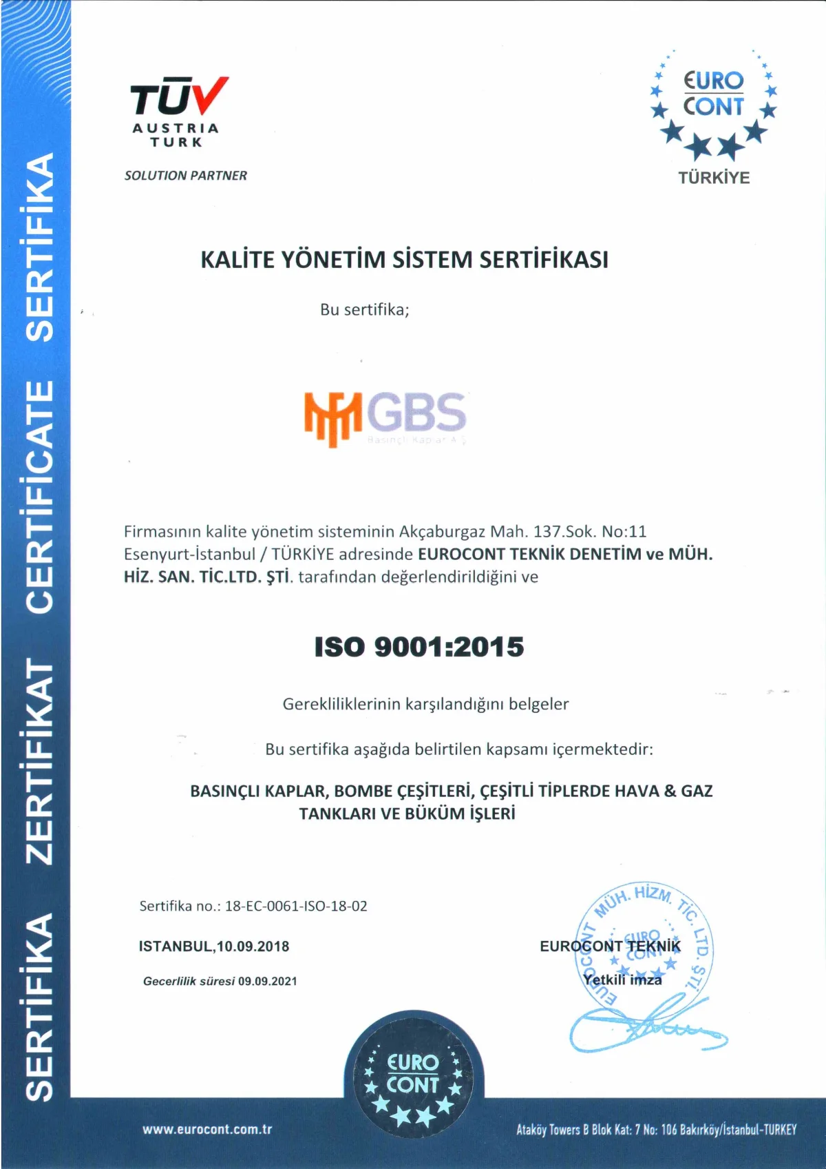Bombe Büküm — GBS Basınçlı Kaplar