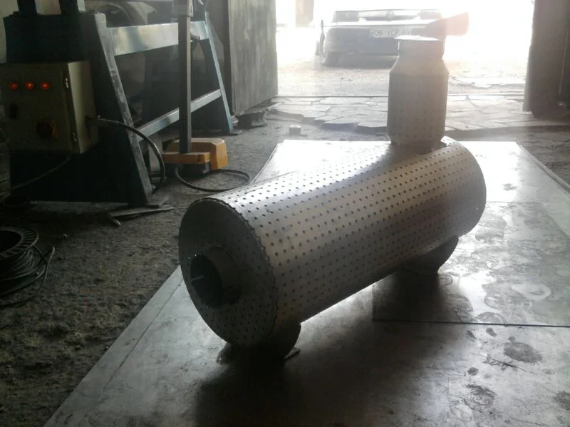 Perforated-Shell Industrial Exhaust Silencer — Kurtan İş Makinaları Eksoz İmalat ve Tamir