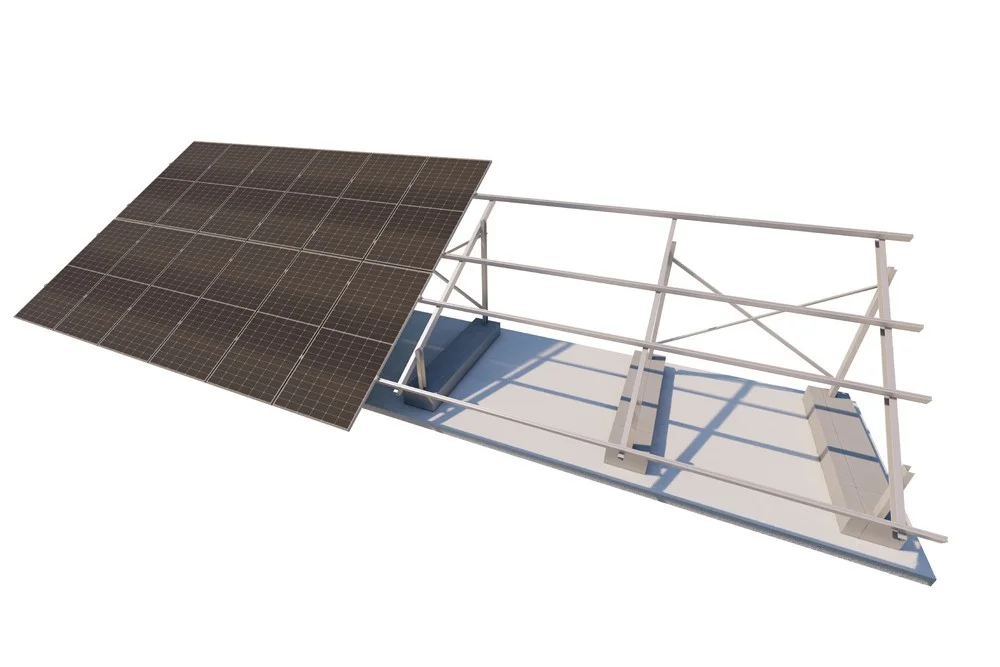 Mounting System With 2 Vertical Panels on Concrete — Alkor Solar Sistemleri
