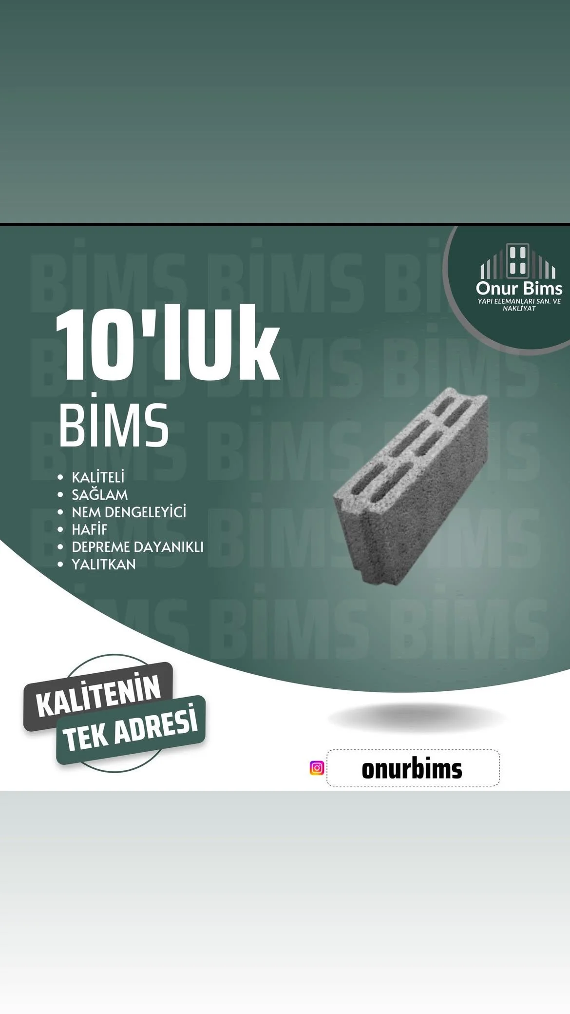 10 cm Bims Block — Onur Bims