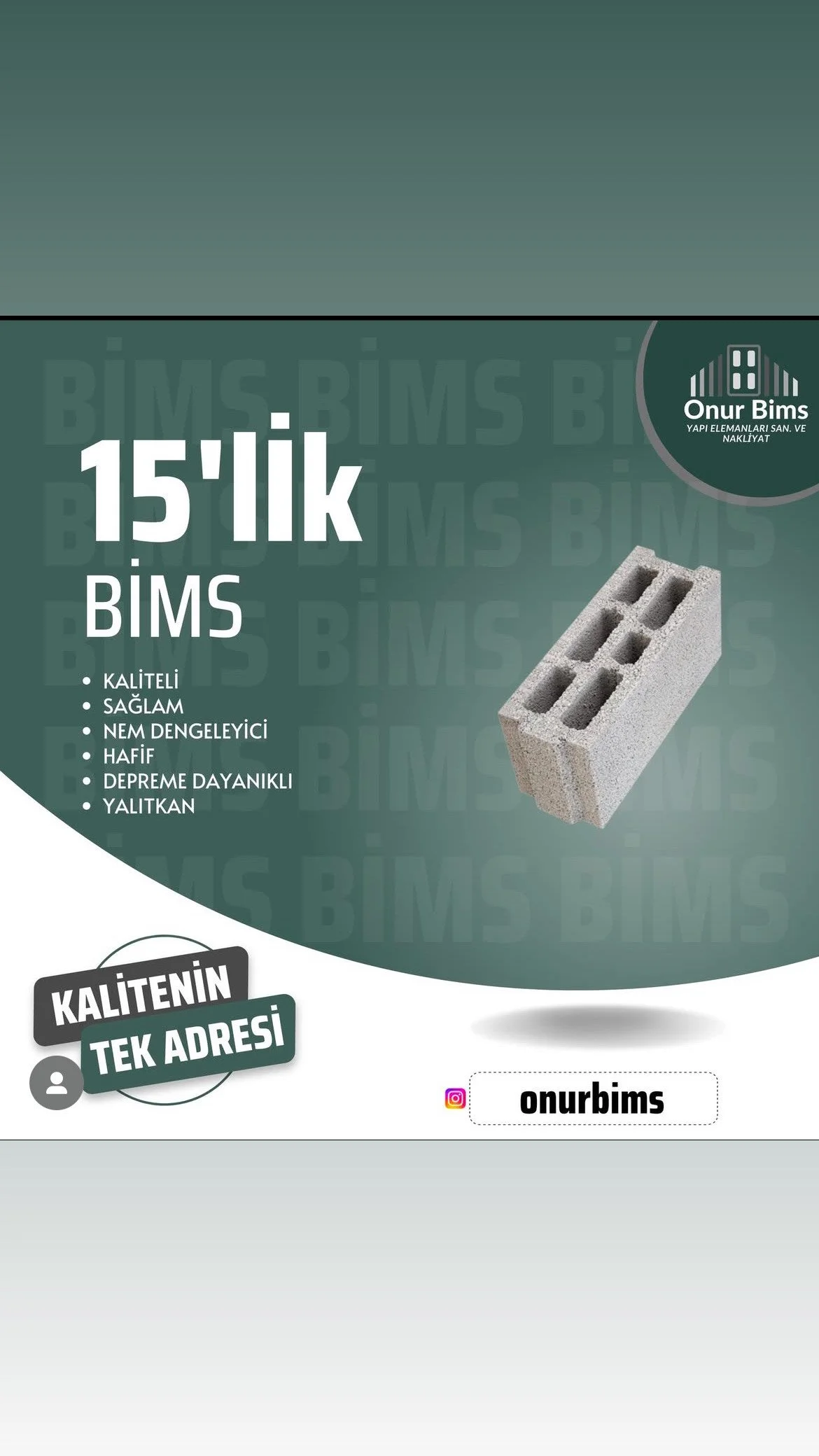 15 cm Bims Block — Onur Bims