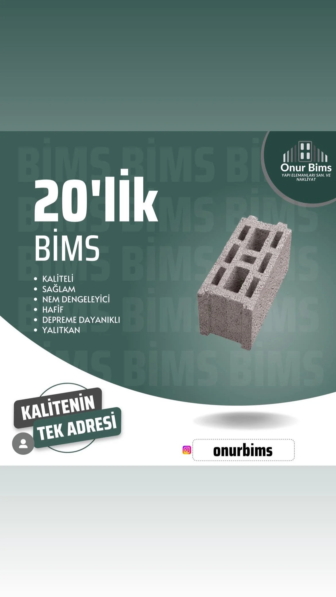 20 cm Bims Block — Onur Bims