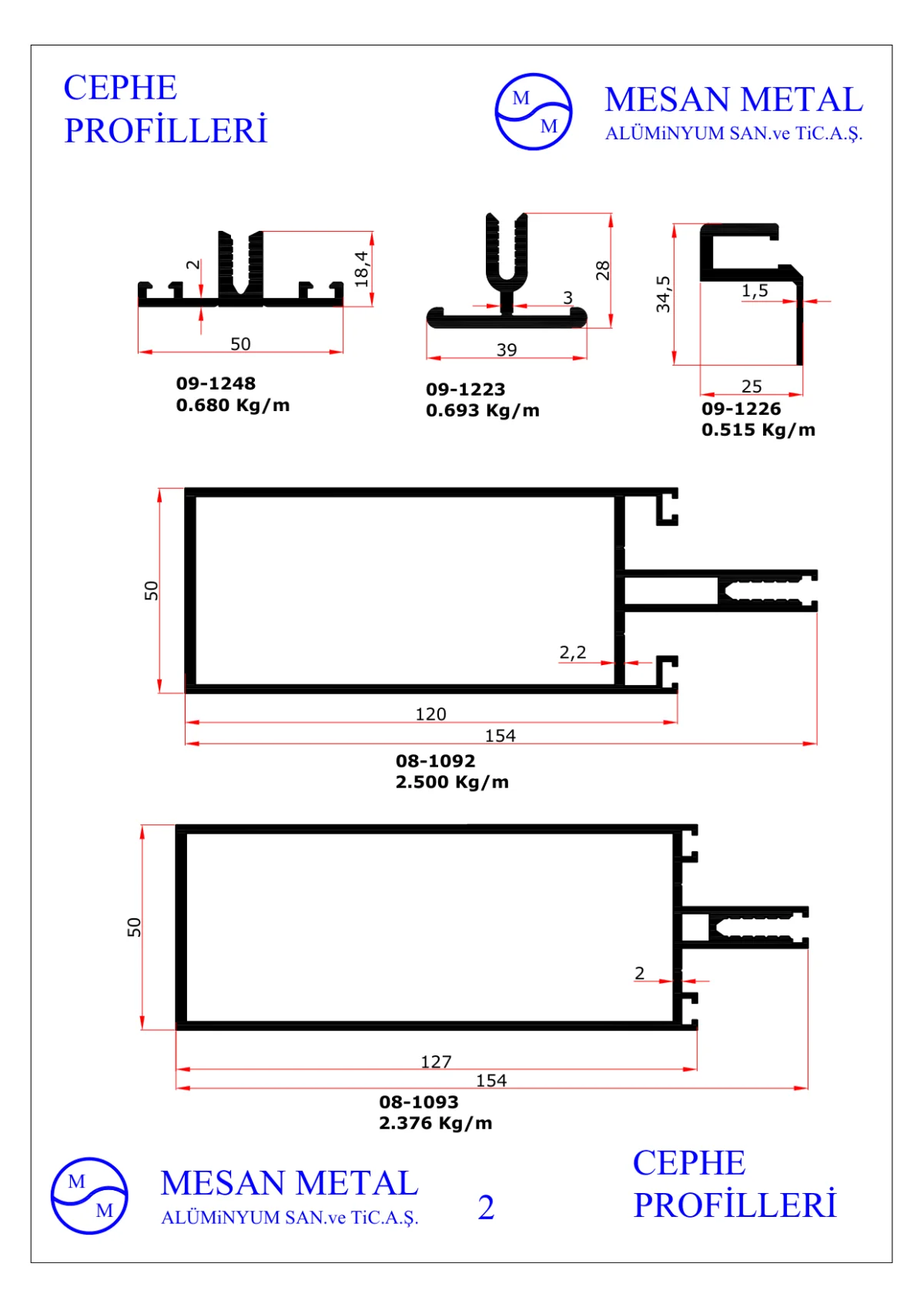 Aluminium Facade Profiles — Mesan Metal Alüminyum San. ve Tic. A.Ş.