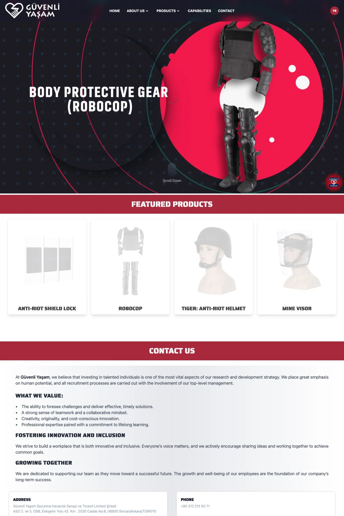 Custom Protective Gear — Güvenli Yaşam Savunma Havacılık San. ve Tic. Ltd. Şti.