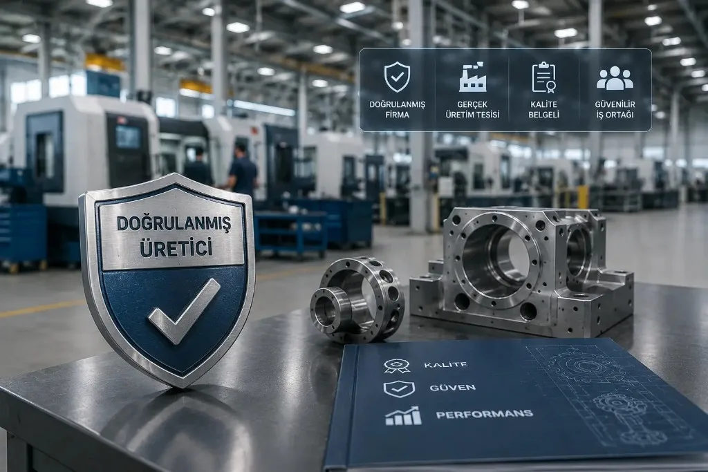 Verified manufacturer badge with precision-machined parts and factory quality trust signals