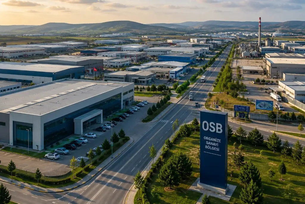 Aerial view of an organized industrial zone and logistics facilities